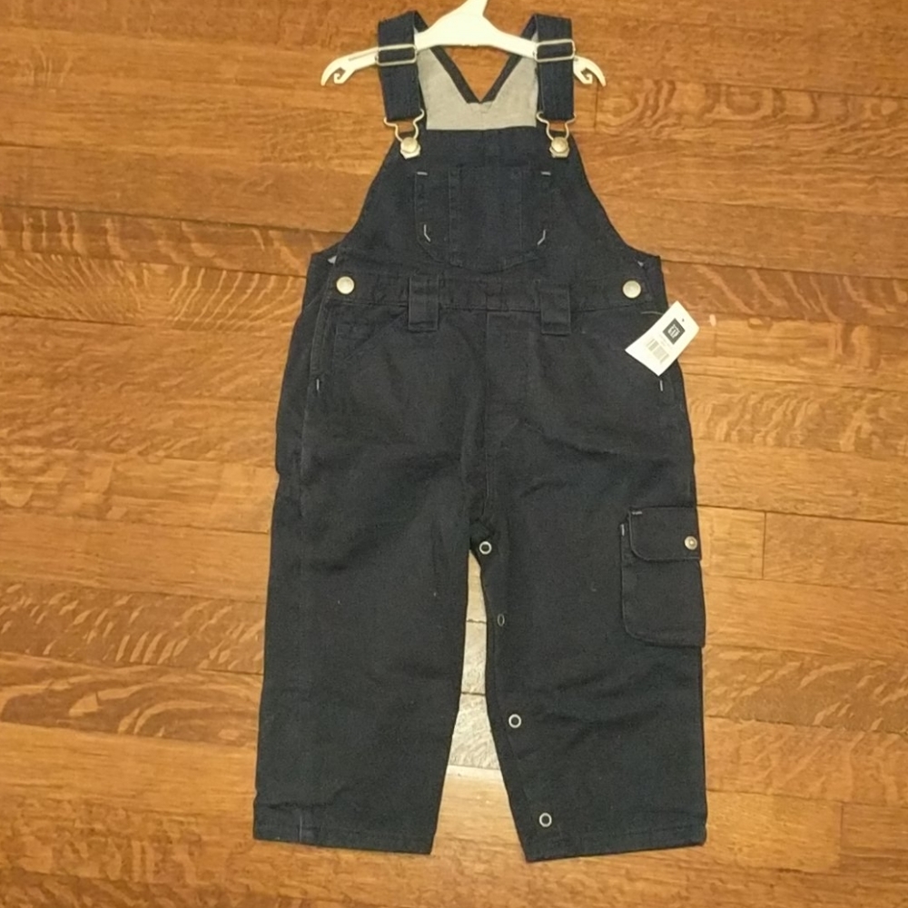 GAP navy overalls lined with gray soft material